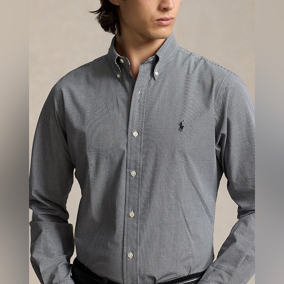 Ralph Lauren Men’s Checked Stretch Poplin Shirt - Blaire - Small - Picture 1 of 8